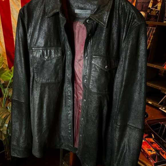 $698 JOHN VARVATOS Lionell Goatskin BLACK LEATHER JACKET (sz 50) - Picture 2 of 7